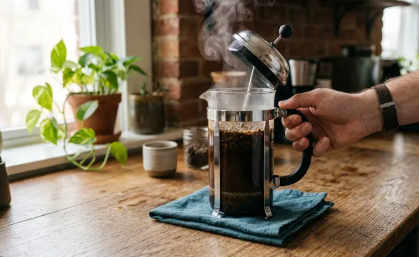 French Press being brewed